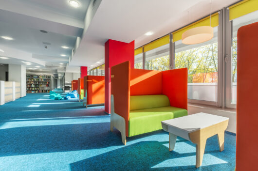 Library lounge area with sofas