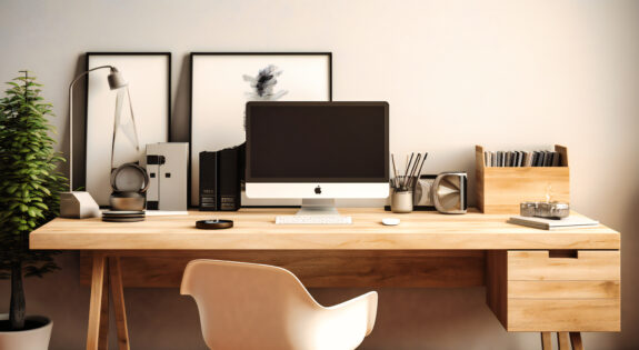 office desk image mockup with white computer png